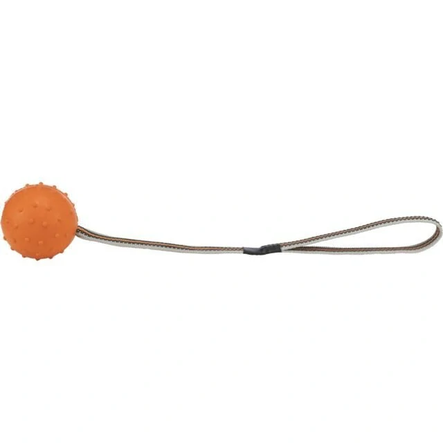 Míč tvrdý na nylon.pásku, přírodní guma 6 cm/35 cm