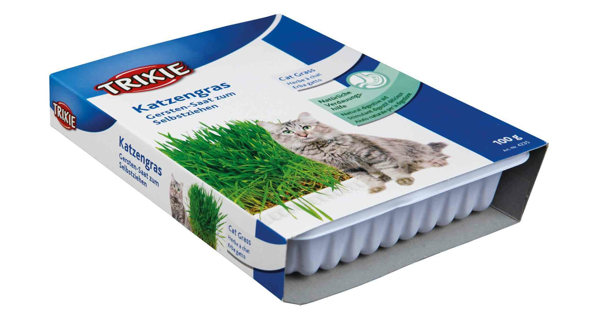Tráva pro kočky v misce 100g