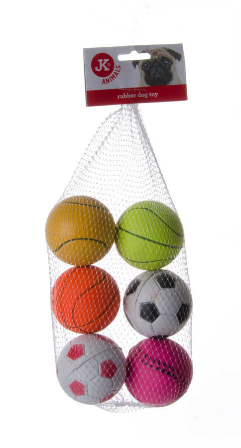 Míčky gumové v síťce mix - 6,3 cm - 6 ks