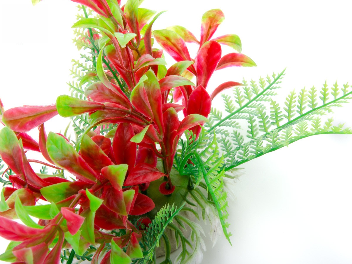 Ludwigia červenozelená - akvarijní plastová rostlinka 14 - 17 cm
