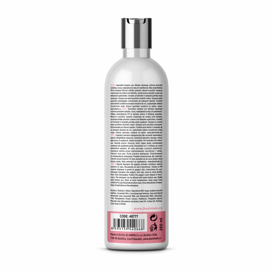 Šampon pro štěňata s výtažky z ovsa, makadamový olej 250ml (exp. 24.5.2025) poslední kus