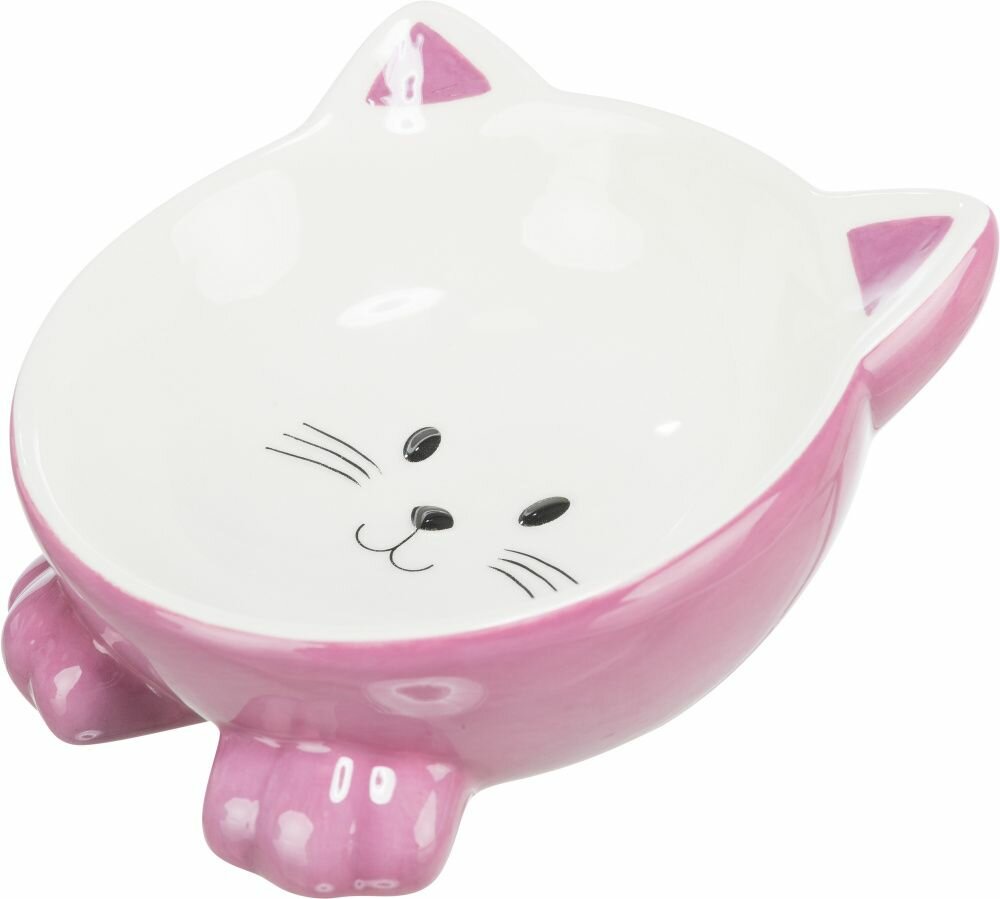 Keramická miska ergonomická 0.15 l/ø 14 cm, vyvýšená tvar kočka
