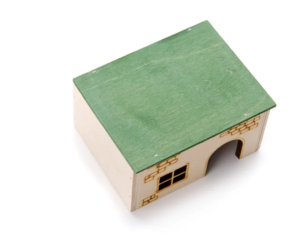 Domek - Dřevěný kvádr pro křečky, 13×10×7 cm