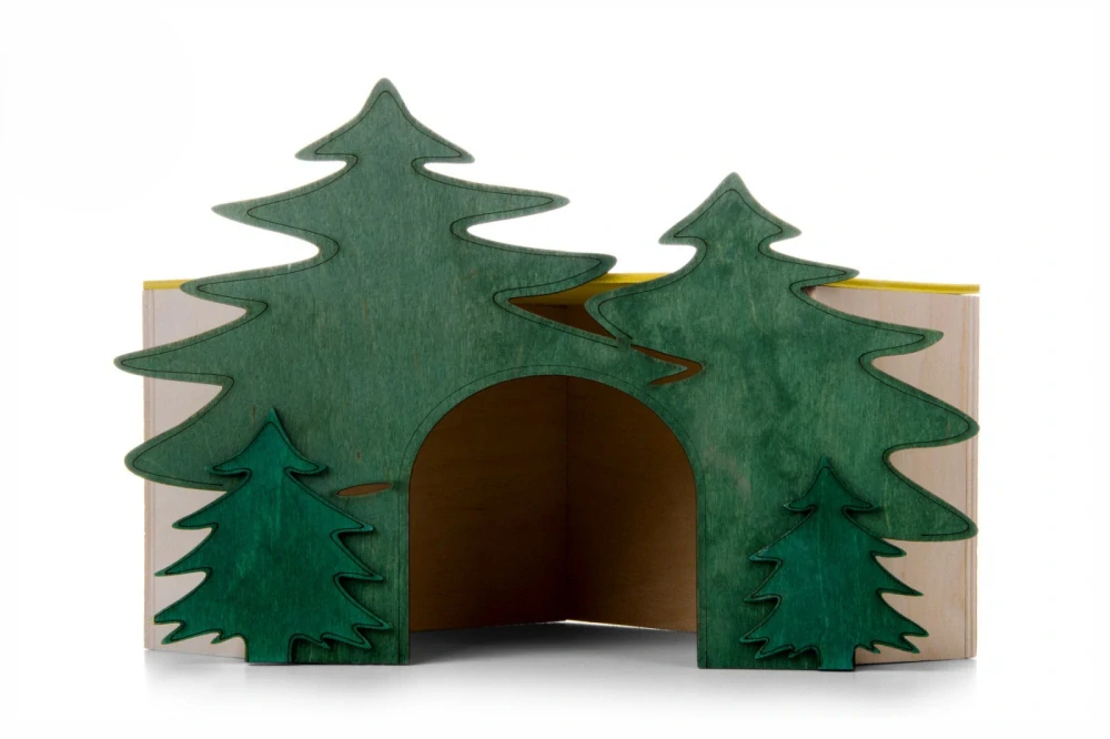 Dřevěný domek Les pro králíky, 19,5×19,5×19 cm