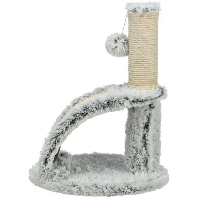 Škrabadlo WINNIE Junior s kartáčem, 43 cm, sisal/ dlouhovlasý plyš, šedá