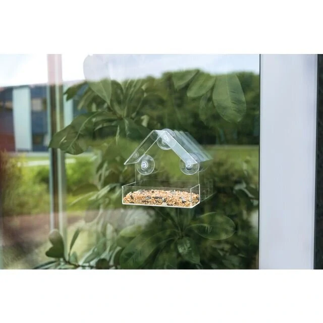 Krmítko pro ptáky na okenní tabuli, 225 ml/15 × 15 × 6 cm, plast