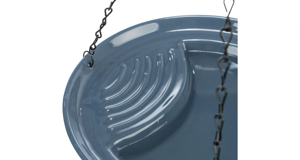 Venkovní závěsná keramická lázeň pro ptactvo, 550ml / 26 cm, modrá