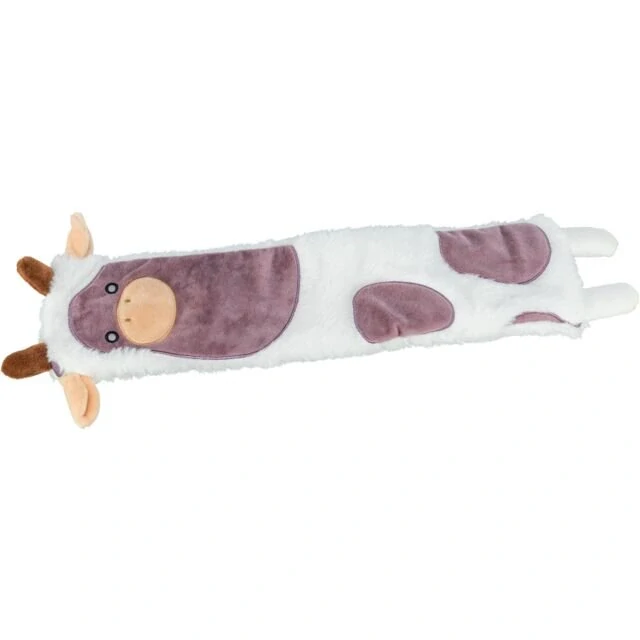  Hračka - kráva, recyklovaná hračka pro psy, šustící, 51 cm, polyester, bílá/fialová