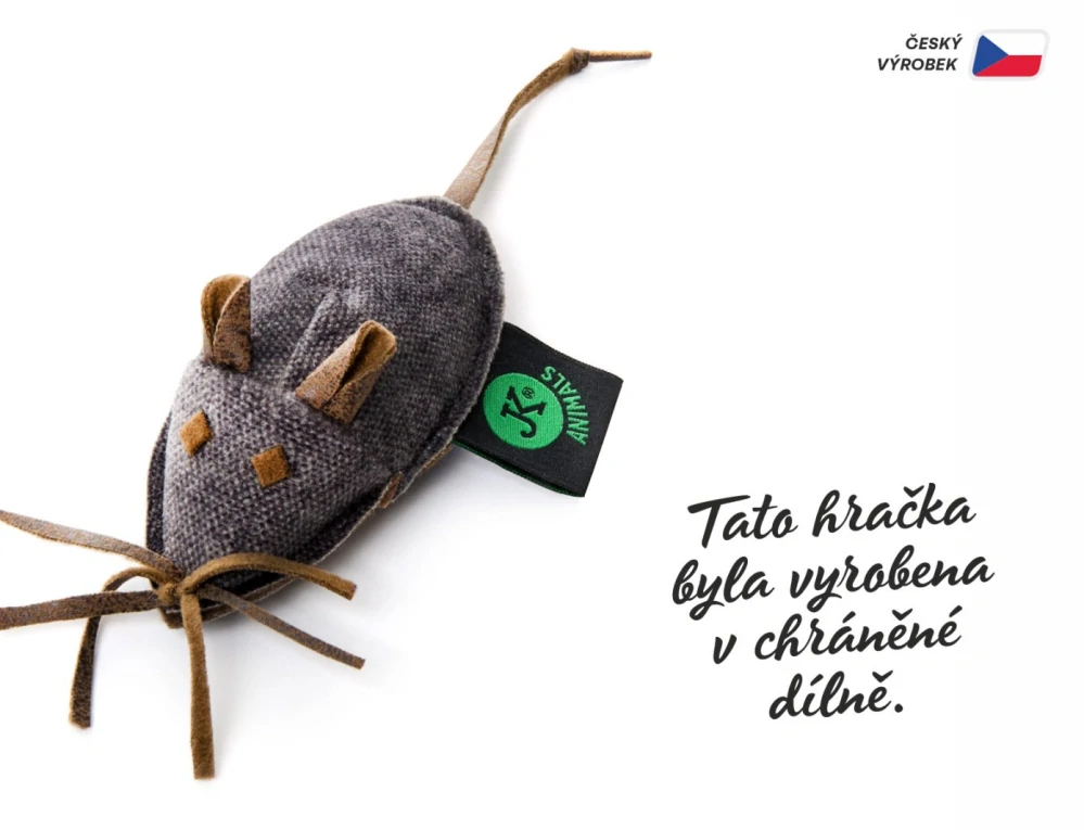 Myška malá textilní šedá, 12 cm
