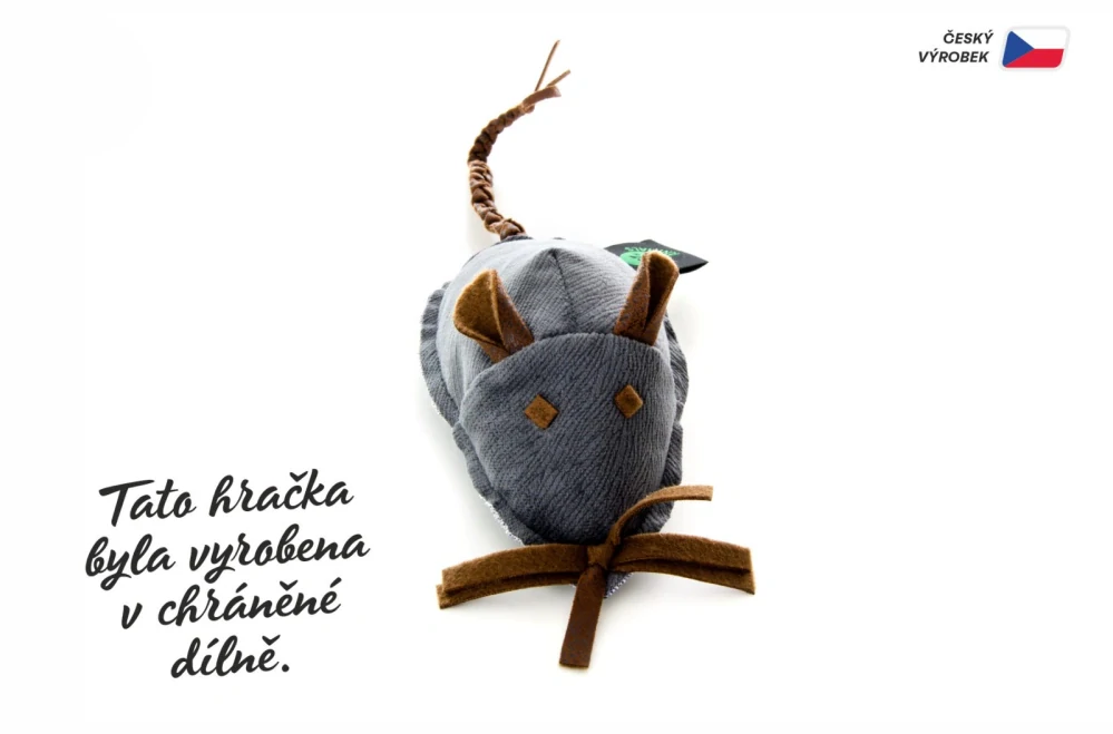 Myška velká textilní šedá, 18 cm
