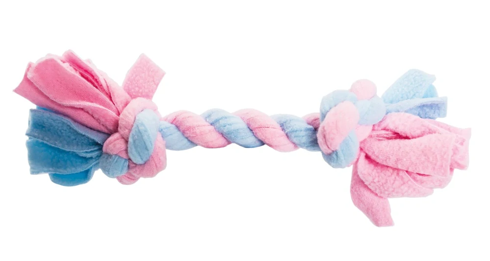 Hračka - Pletená BABY činka FLEECE, růžová/modrá