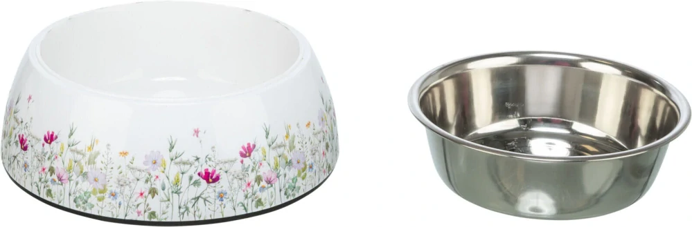 Miska nerez s květinovým vzorem, vyjímatelná, 0,2 l / ø 14 cm, bílá/pestrobarevná
