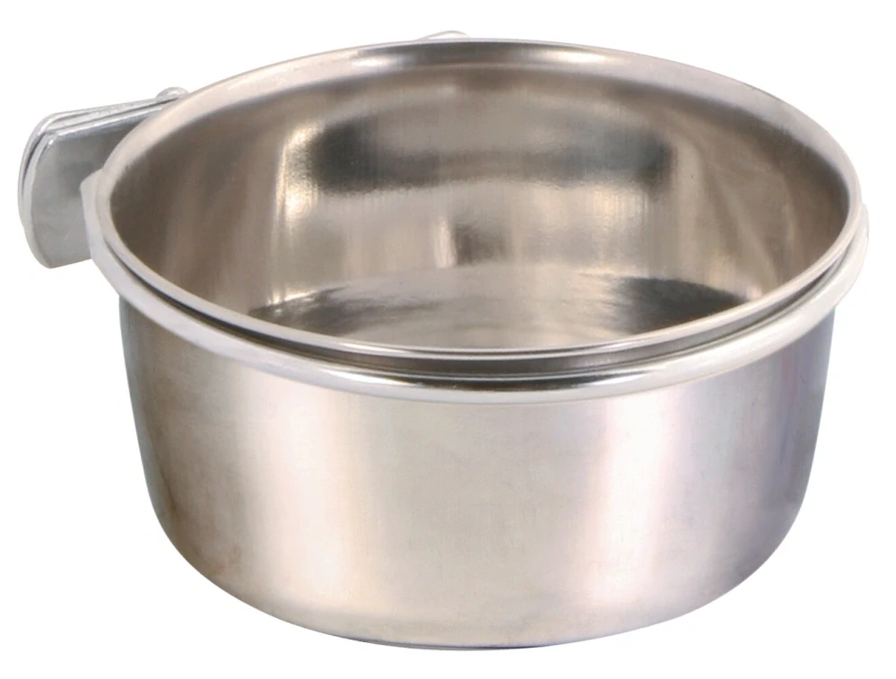 Nerezové krmítko s pevným úchytem do klece 300ml/9cm 