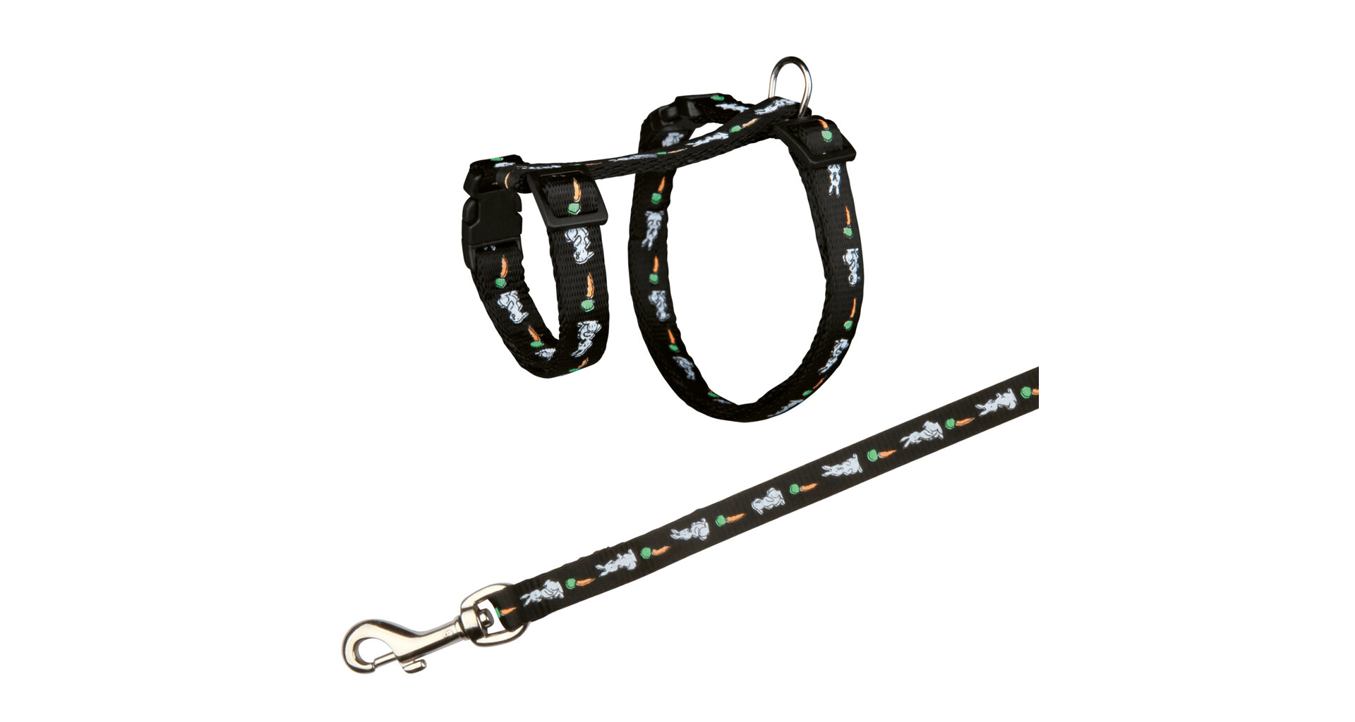 Postroj s vodítkem pro králíka - motiv 25-44/1cm 1,25m