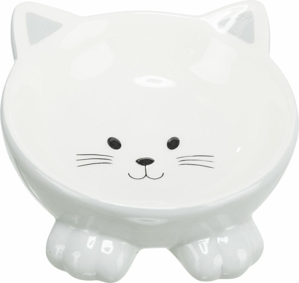 Keramická miska ergonomická 0.15 l/ø 14 cm, vyvýšená tvar kočka
