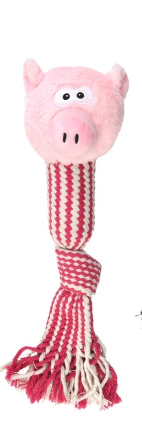 Přetahovadlo pro psa lano pískací zvířátka 45 cm