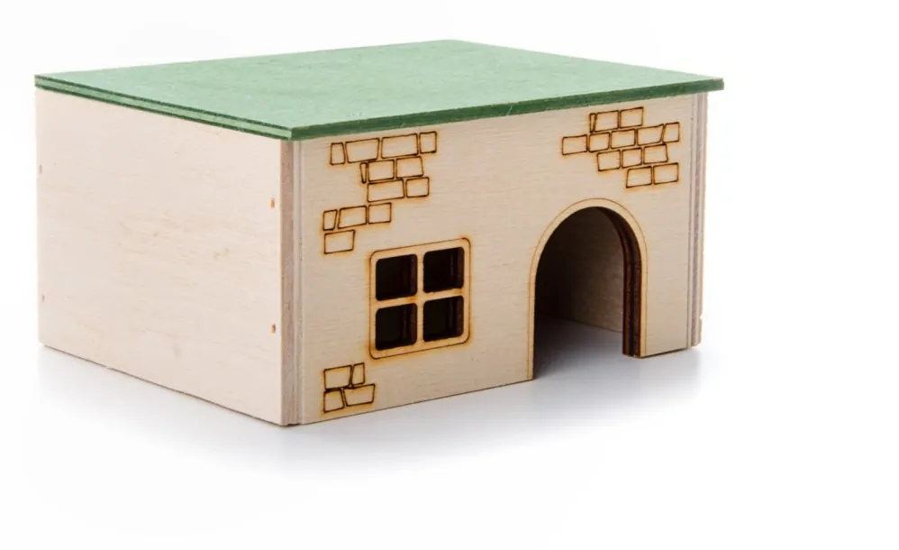 Domek - Dřevěný kvádr pro křečky, 13×10×7 cm