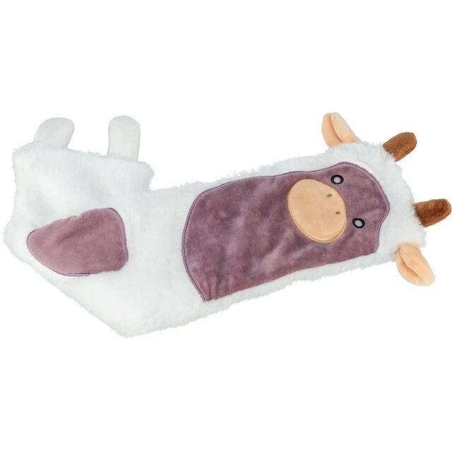  Hračka - kráva, recyklovaná hračka pro psy, šustící, 51 cm, polyester, bílá/fialová