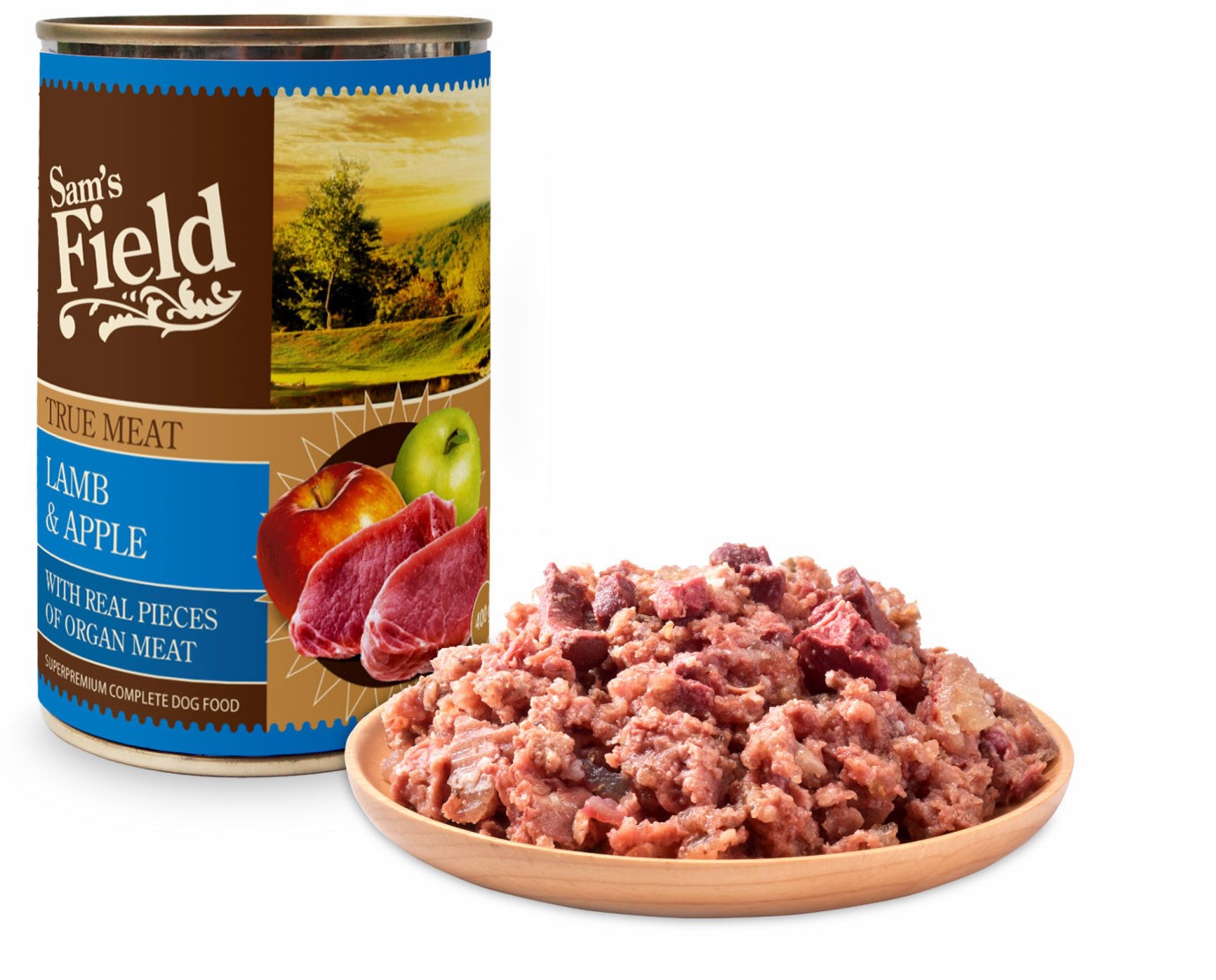Sam's Field True Lamb Meat & Apple, superprémiová konzerva, 400 g
