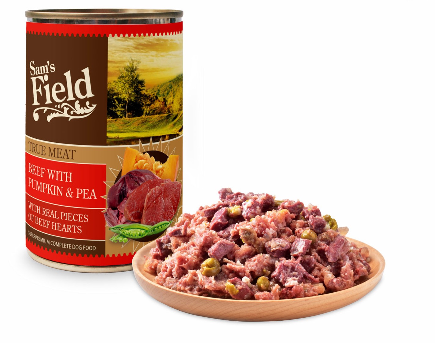 Sam's Field True Beef Meat with Pumpkin & Pea, superprémiová konzerva, 400 g