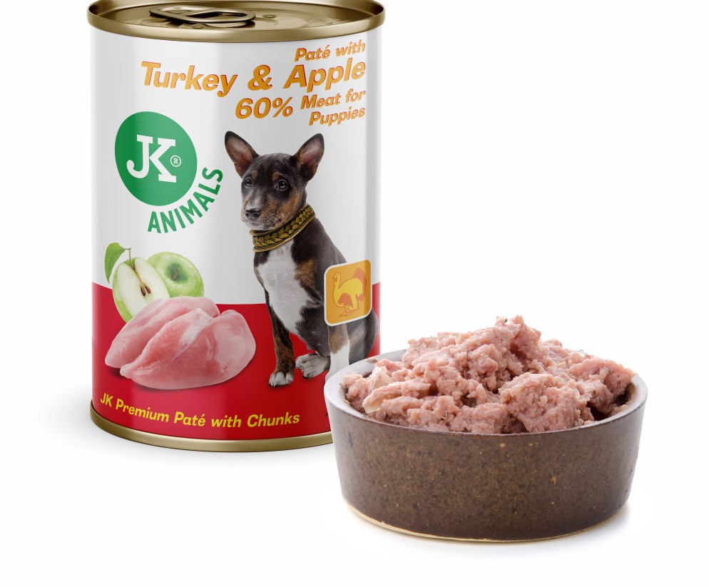 Turkey & Apple, Premium Paté with Chunks, prémiová masová konzerva pro štěňata