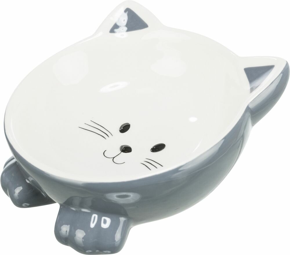 Keramická miska ergonomická 0.15 l/ø 14 cm, vyvýšená tvar kočka