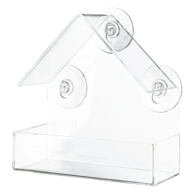 Krmítko pro ptáky na okenní tabuli, 225 ml/15 × 15 × 6 cm, plast