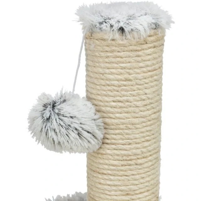 Škrabadlo WINNIE Junior s kartáčem, 43 cm, sisal/ dlouhovlasý plyš, šedá