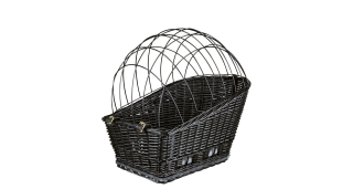 Přepravní proutěný koš na zadní nosič kola-černý 35x49x55 cm