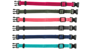 Nylon.rozeznávací obojky pro štěňata M-L 22-35cm/10mm,fuchs,šedá,mod,khaki,korál,tyrkys