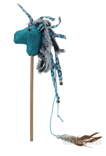 Plyšový kůň na tyčce, plyš/látka 37 cm -
