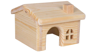 Domek se sedlovou střechou pro myši a křečky 15x11x15cm