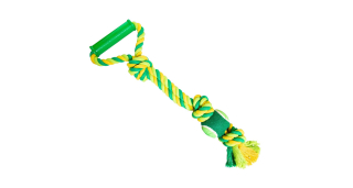 Přetahovadlo s rukojetí HipHop 3 uzly, tenisák 45 cm / 310 g limetová, zelená