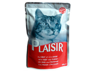 Kapsička Plaisir Cat hovězí + krůtí 100g