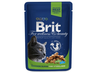 Brit Premium Cat Pouches kuřecí kousky pro kastrované 100g