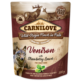Kapsička CARNILOVE Dog Paté Venison with Strawberry Leaves (300g)