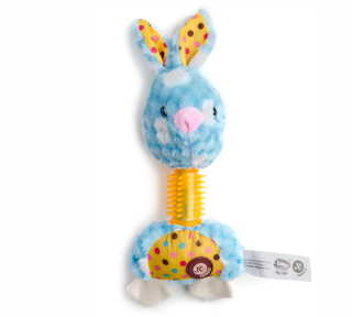 Hračka pro psa - králík s TPR krkem, plyšová pískací 27cm
