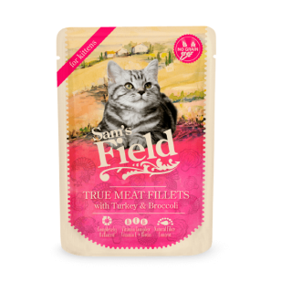 Sams Field True Meat Fillets with Turkey & Broccoli for Kittens, kapsička pro kočky 85 g