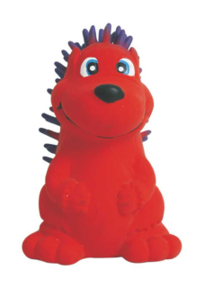 Hračka pro psa latexová s pískadlem - červený ježek 7,5 cm