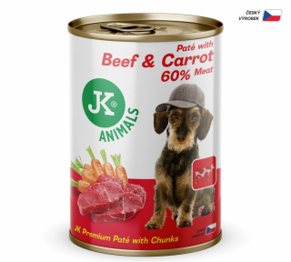 Beef & Carrot, Premium Paté with Chunks, prémiová masová konzerva pro psy 400g