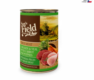 Sam's Field True Chicken & Veal Meat with Carrot for Puppies, superprémiová konzerva, 400 g