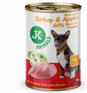 Turkey & Apple, Premium Paté with Chunks, prémiová masová konzerva pro štěňata