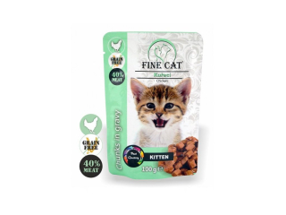Kapsička - Fine Cat Grain-Free Kitten kuřecí v omáčce 100g 