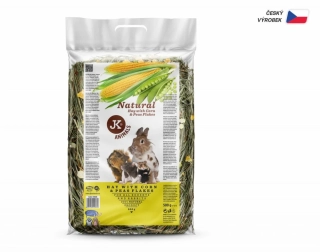 Přírodní seno s kukuřičnými a hrachovými lupínky, 0,5 kg, krmivo pro hlodavce a králíky