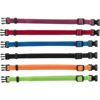 Obojky nylon.rozeznávací pro štěňata S-M 17-25cm/10mm, čn,čv,md,zel,or,fi