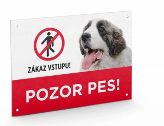 Cedule na vrata  "POZOR PES", zákaz vstupu!