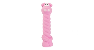 Hračka - Prasátko s latexovým lanem a chroupacím zvukem 15 cm