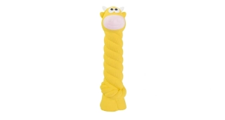 Hračka - kravička s latexovým lanem a chroupacím zvukem 15 cm