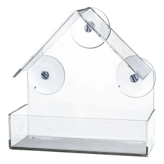 Krmítko pro ptáky na okenní tabuli, 225 ml/15 × 15 × 6 cm, plast