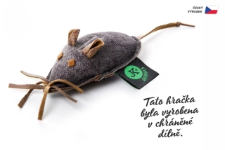 Myška malá textilní šedá, 12 cm